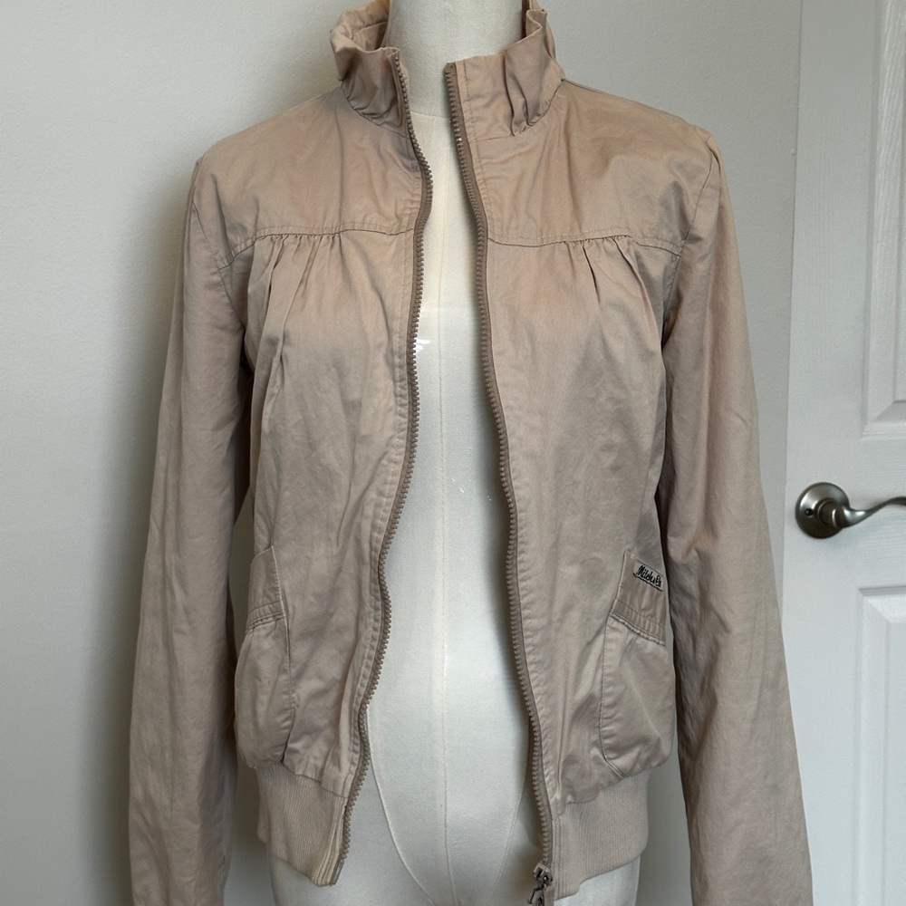 Cream lightweight zip-up cotton jacket